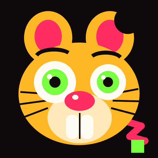 Web Rat, a yellow rat with a bitten ear and a cursor for a tail